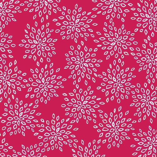 White leafy patterns on a pink background