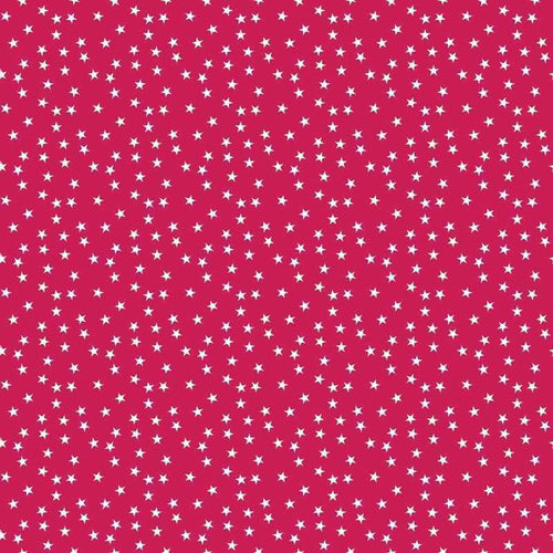 Small white stars scattered on a blush red background