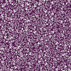 Intricate white floral pattern on deep purple background