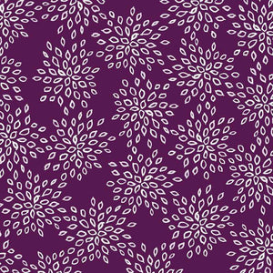 Floral leaf motif in white on a lilac background