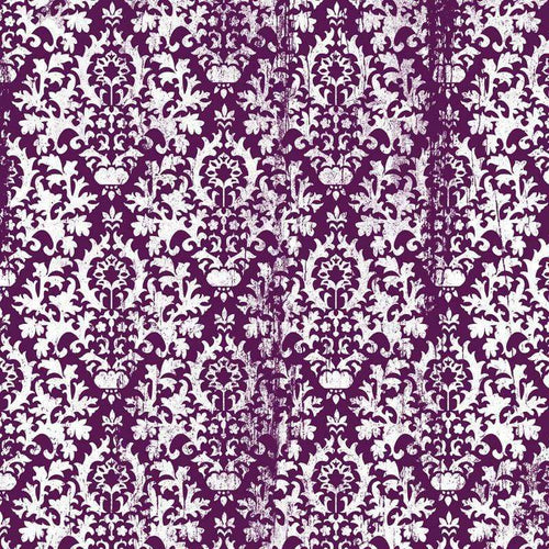 Elegant vintage floral pattern in white on a deep purple background