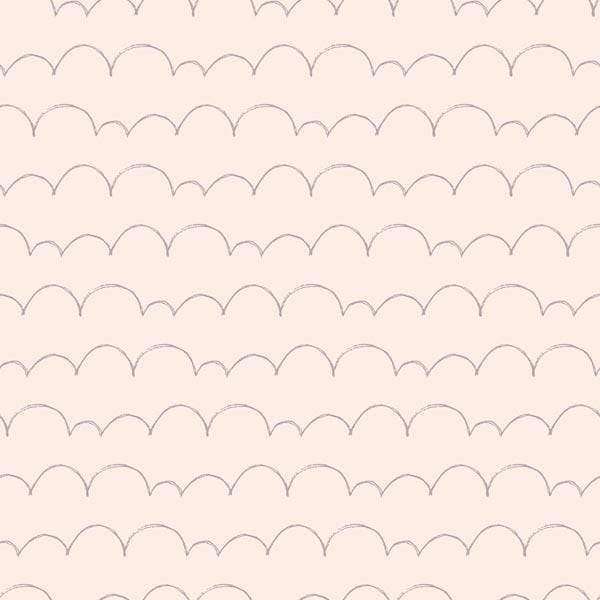 Seamless scalloped line pattern on a blush background