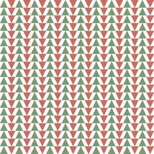 Geometric triangle pattern in red, green, and cream