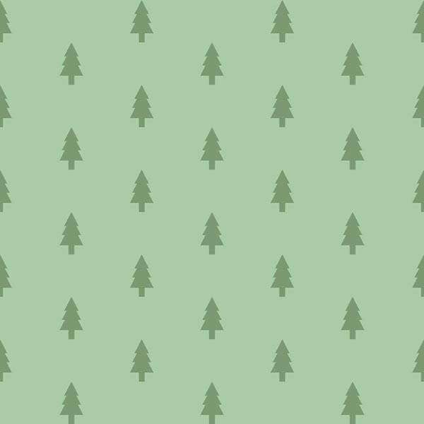 Seamless pattern with stylized green pine trees on a pastel green background