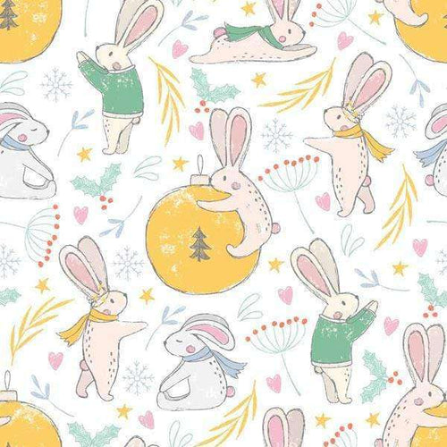 Cartoon rabbits with festive elements pattern