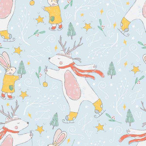 Whimsical winter animals in a festive pattern