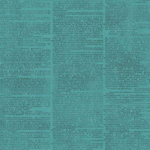 Vintage aqua blue printed text pattern
