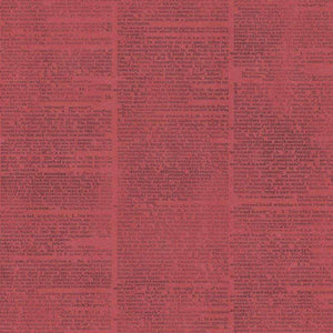 Overlaid vintage manuscript text on a red background