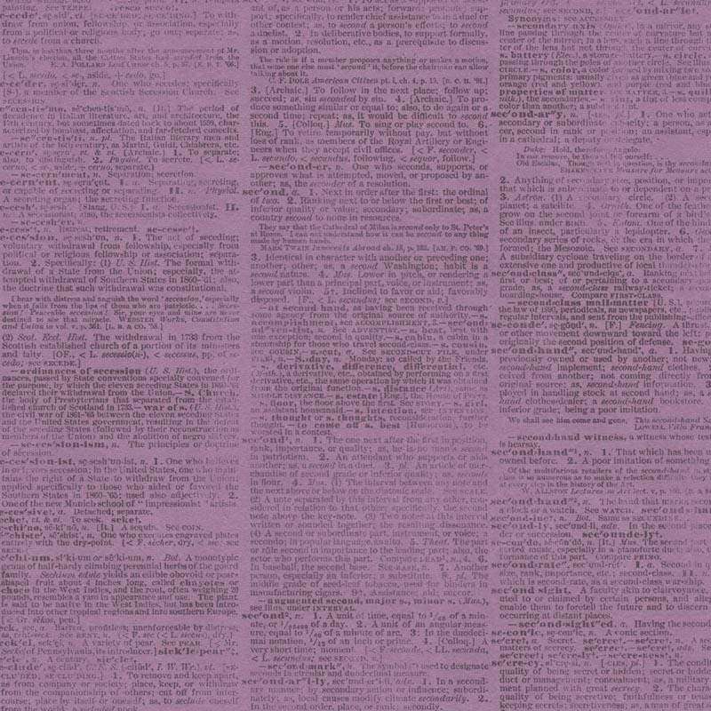 Abstract pattern with overlapping vintage text in shades of purple