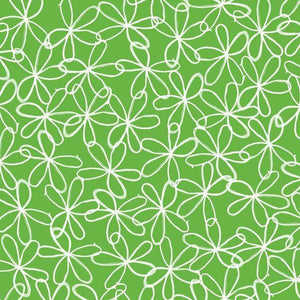 Green background with white floral outlines
