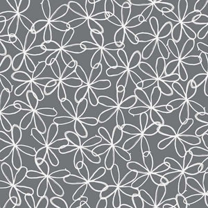 Monochrome floral pattern on a gray background