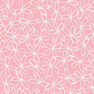 Abstract white floral pattern on soft pink background