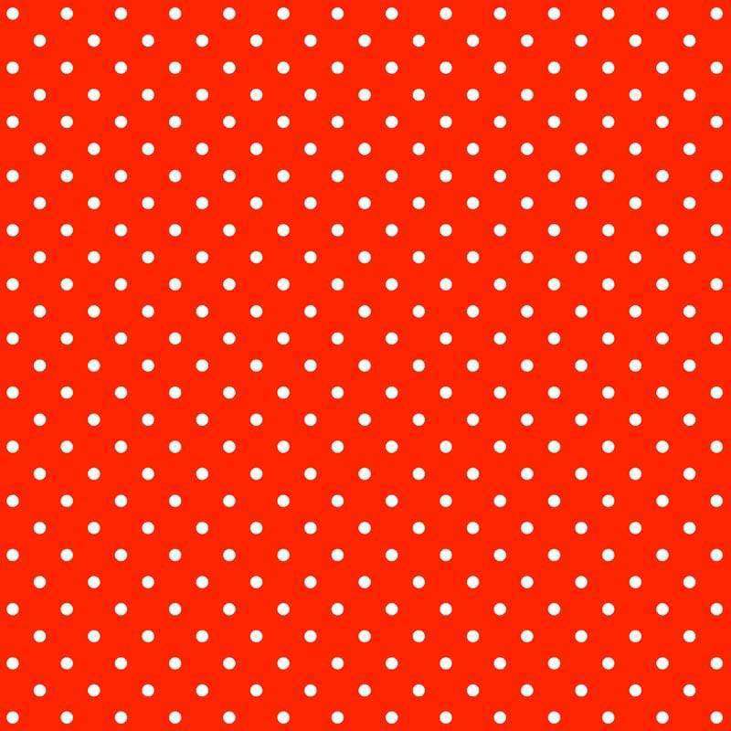 Red fabric with white polka dots