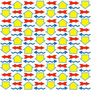 Geometric pattern with nautical shapes in primary colors