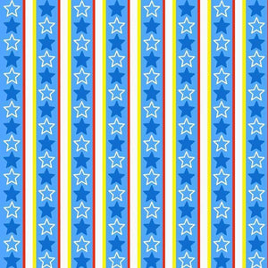 Striped pattern with blue stars against a background of red, blue, and yellow stripes