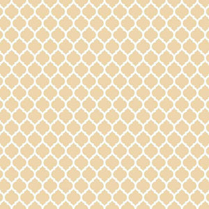 Elegant repetitive arabesque pattern in soft champagne and white