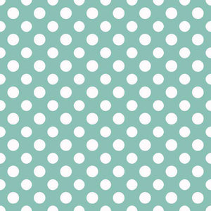 Simple white polka dots on a mint green background