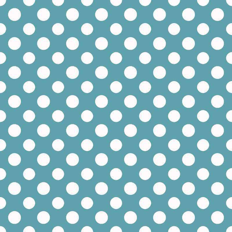 Regular white polka dots on a cool mint background