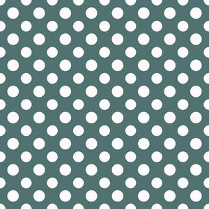 Seamless polka dot pattern on a dark green background