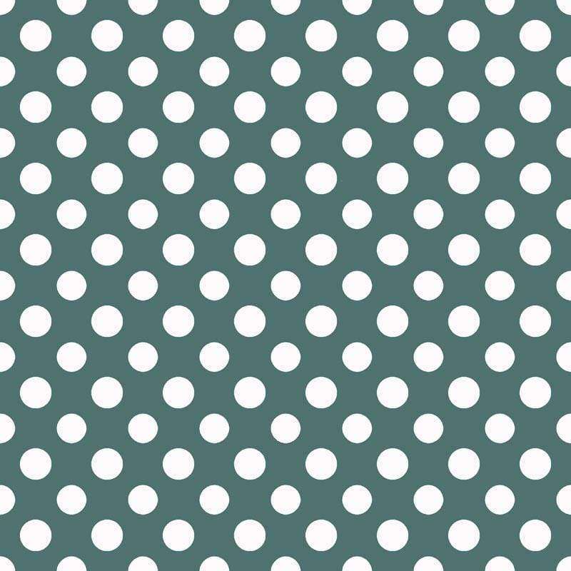 Seamless polka dot pattern on a dark green background