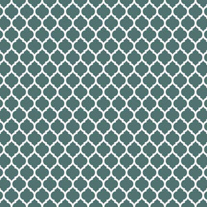 Elegant teal and white trellis pattern