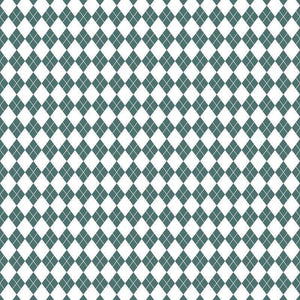 Traditional argyle pattern with white and teal diamonds