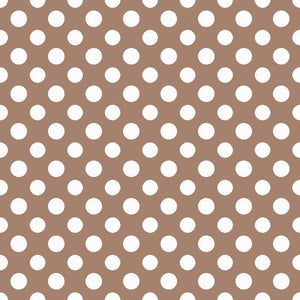 Symmetrical white polka dots on a brown background