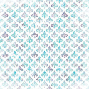 Snowy fleur-de-lis pattern with a gradient of blues and purples