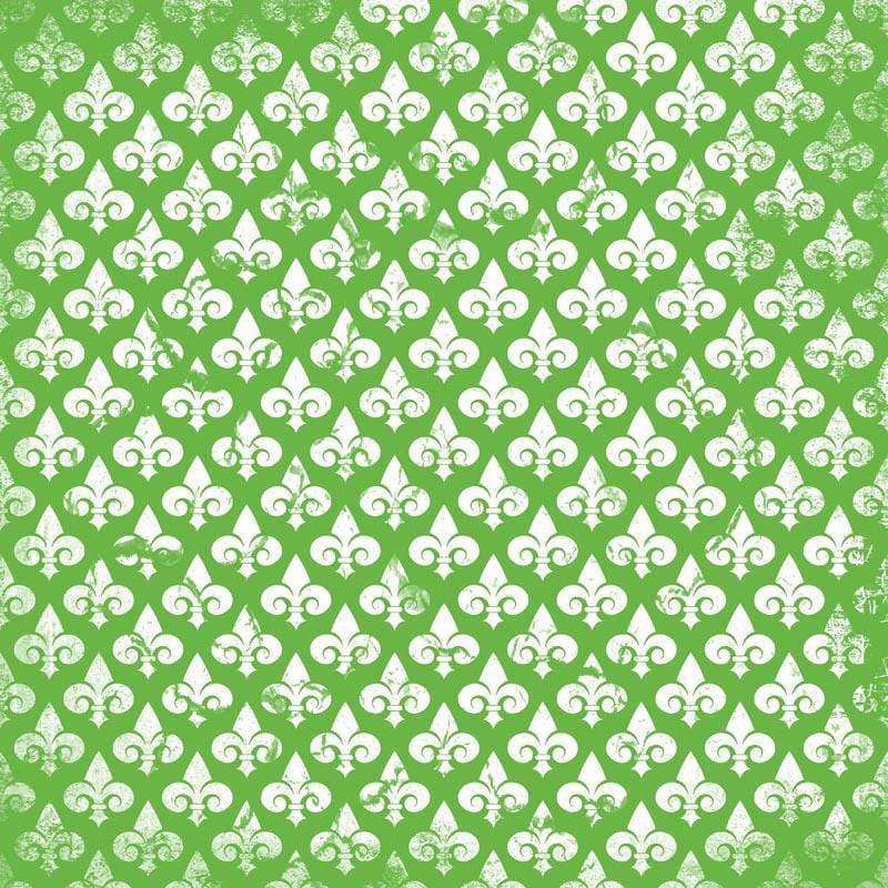 Green and white fleur-de-lis pattern