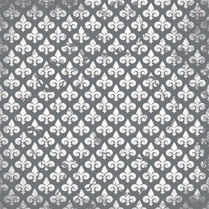 A repeating pattern featuring stylized fleur-de-lis symbols on a diamond grid background