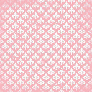 Decorative fleur-de-lis pattern on pink background