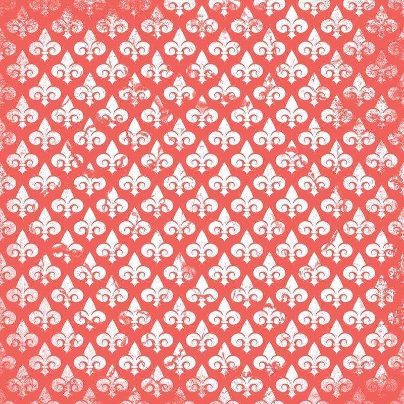 Vintage style fleur-de-lis pattern on a red background