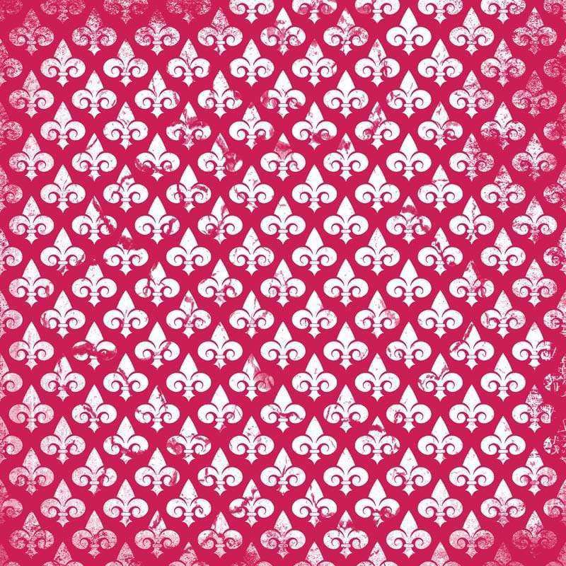 Grungy fleur-de-lis pattern on a diamond-textured maroon background