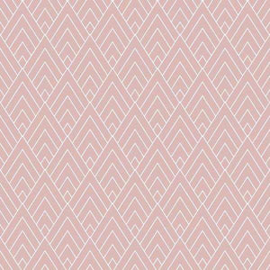 Geometric pattern with repeating lattice design in rose and white