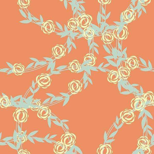 Floral pattern with roses on a warm peach background