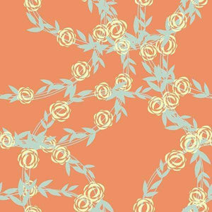 Floral pattern with roses on a warm peach background