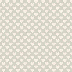 Seamless pattern of stylized white hearts on a taupe background