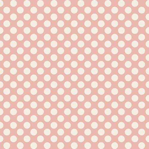 Seamless blush pink background with white polka dots pattern