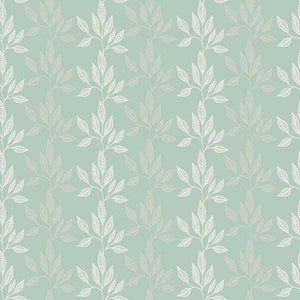 Simplistic leafy botanical pattern on a muted green background