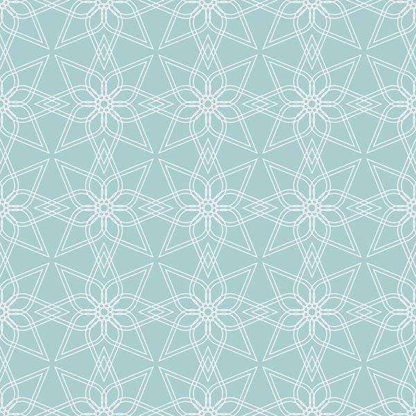 Geometric floral lace pattern on an aqua background