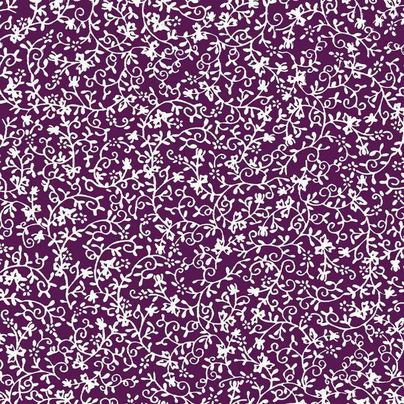 Floral vine pattern on a deep purple background