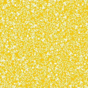 Intricate white floral pattern over a vibrant yellow background