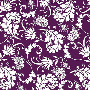 Elegant white damask pattern on a purple background