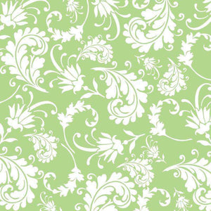 White floral damask pattern on mint green background