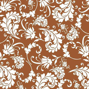 Elegant white floral pattern on a terra-cotta background