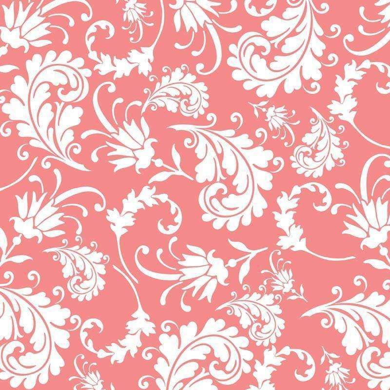 Elegant coral and white damask pattern