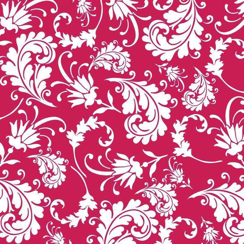 Red and white floral damask pattern