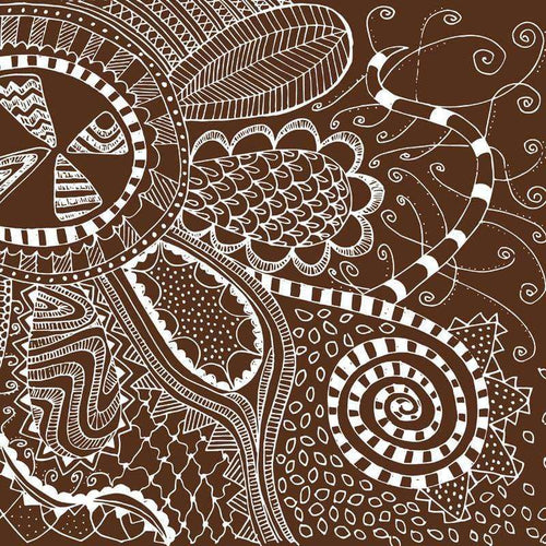 Intricate doodle pattern with swirls, leaves, and geometric shapes