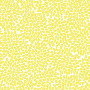 Abstract yellow petal-like shapes on a cream background