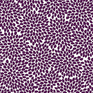 Abstract purple leaf-shaped patterns on a white background